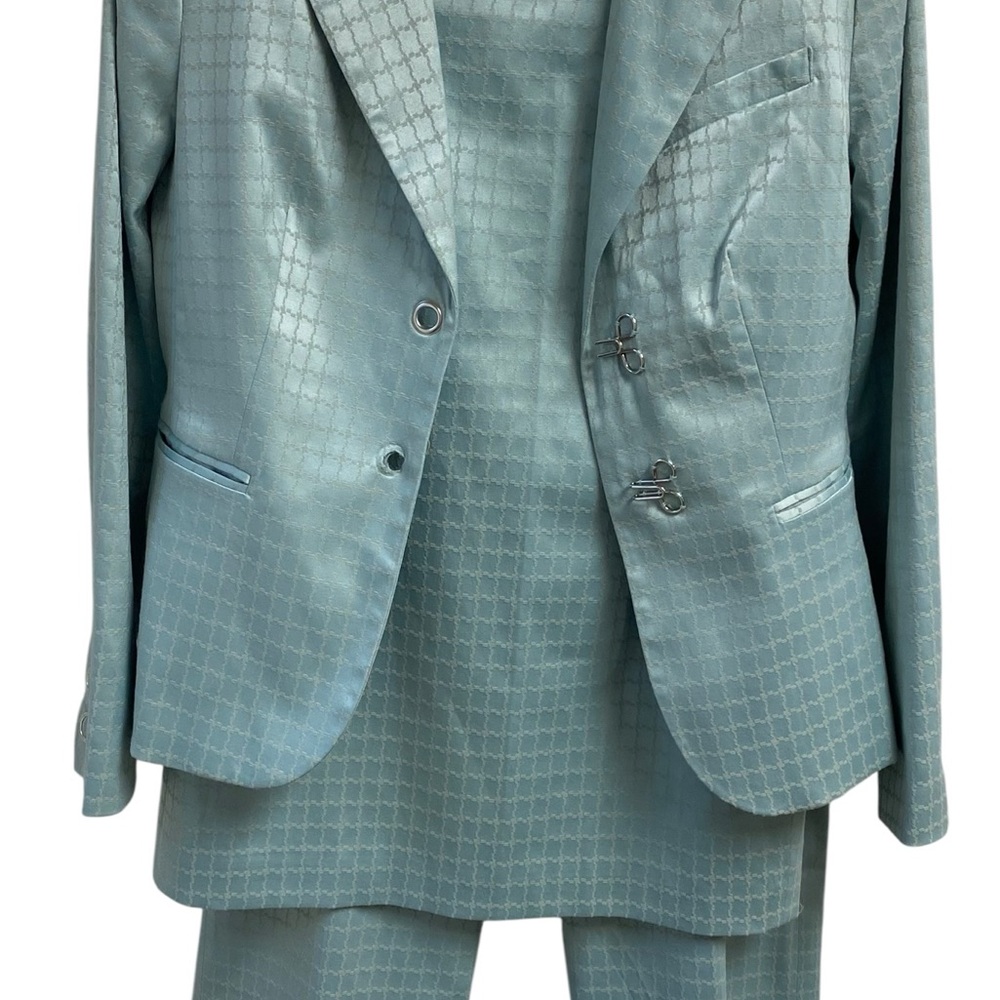 Larry Levine Light Blue Checkered Ladies 3 Piece Suit Career Business Career 8 - Picture 4 of 14